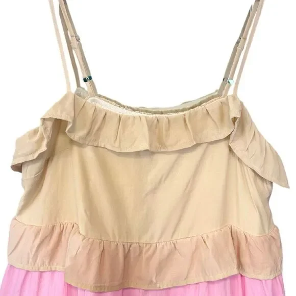 BiBi Color Blocked Ruffled Tiered Dress Medium NWT | - Picture 10 of 14